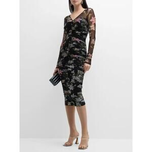 Chiara Boni La Petite Robe Amonia Illusion-Sleeve Midi Dress Size 38 (2 US)